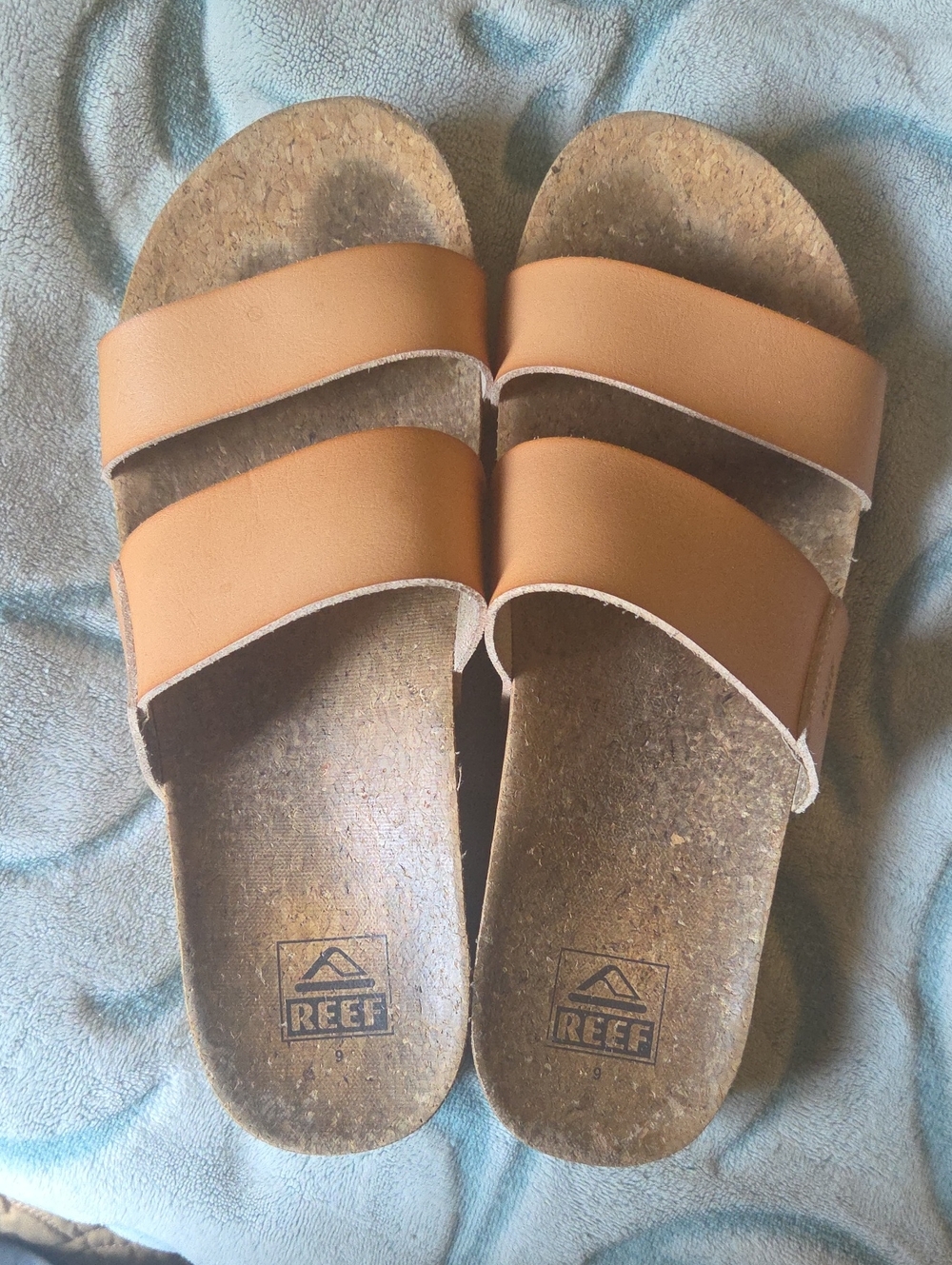 Reef Womens Sz EU 40 Double-Strap Tan Slide Sandals Great Condition